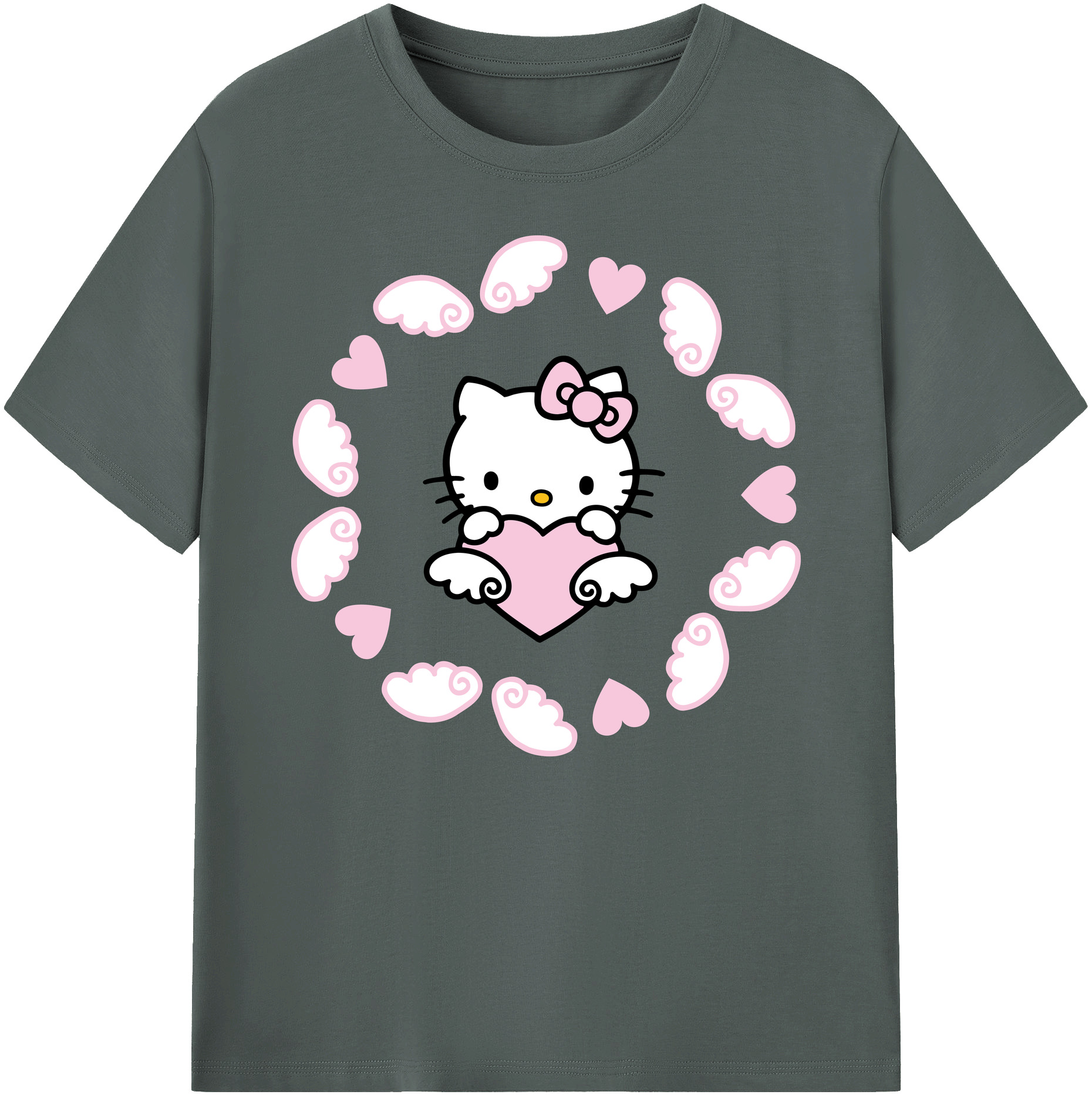 （画像用） Hello Kitty ハローキティ 綿100％ メンズ半袖Tシャツ｜肌触りやわらか＆通気性